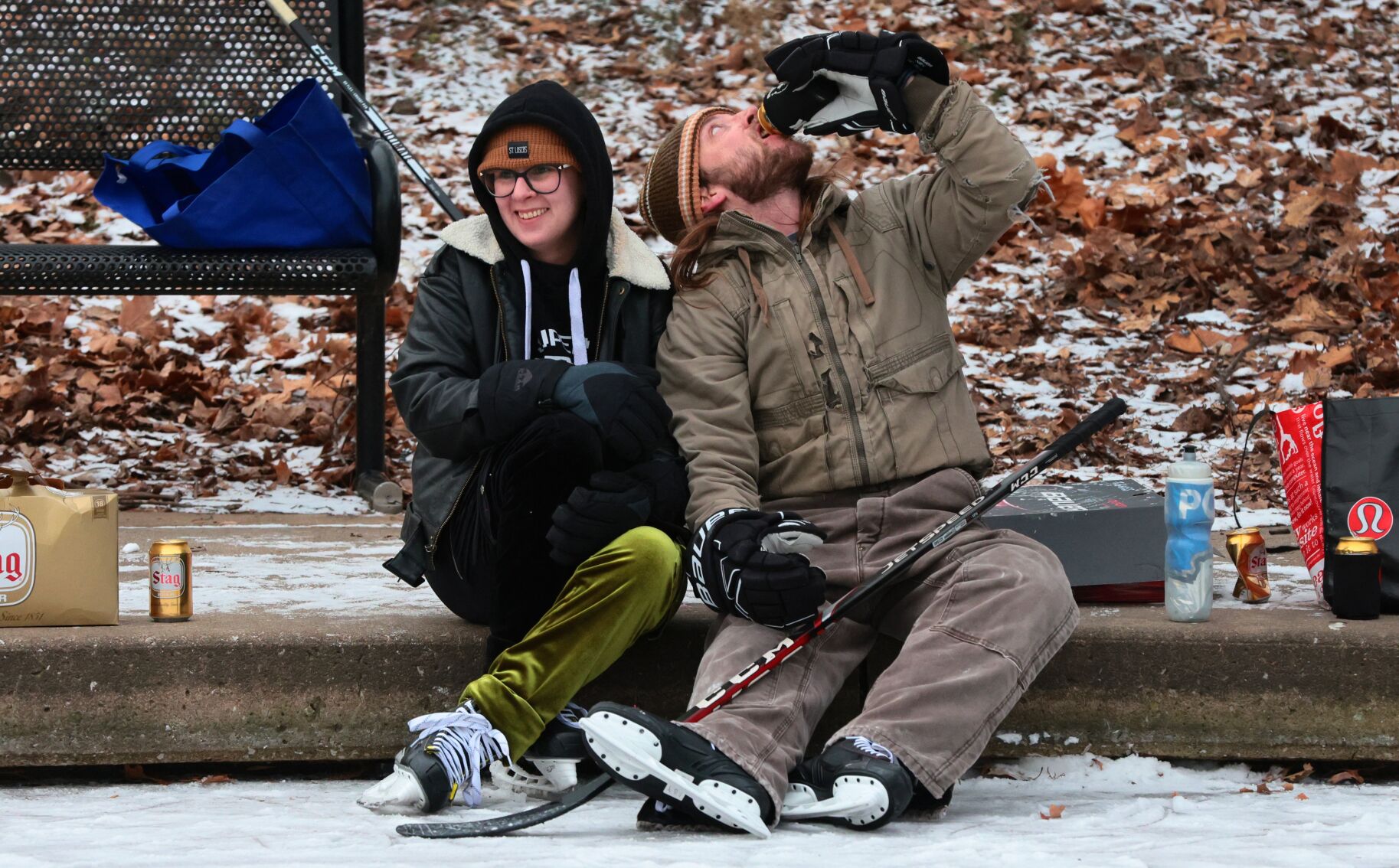 Benton Park Lake becomes hockey rink